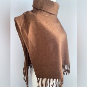 Brown Fringed Shawl/Mini Poncho - Size O/S - NEW
